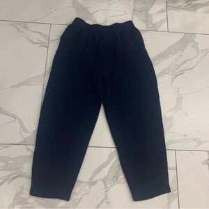 St John By Marie Gray Santana Knit Pants Women 6 Blue Navy Pleated Wool Crop USA